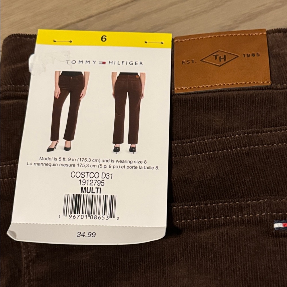 Size 6 TOMMY HILFIGER STRAIGHT-LEG CORDUROY PANTS - Tan - Picture 2 of 6